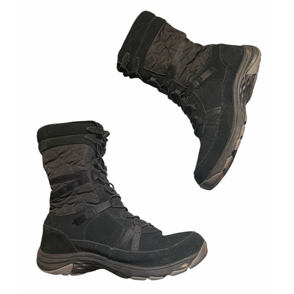WOMAN'S MERRELL APPROACH TALL WEATHERPROOF BOOTS Rain Snow Boot US 8 Black Quilt